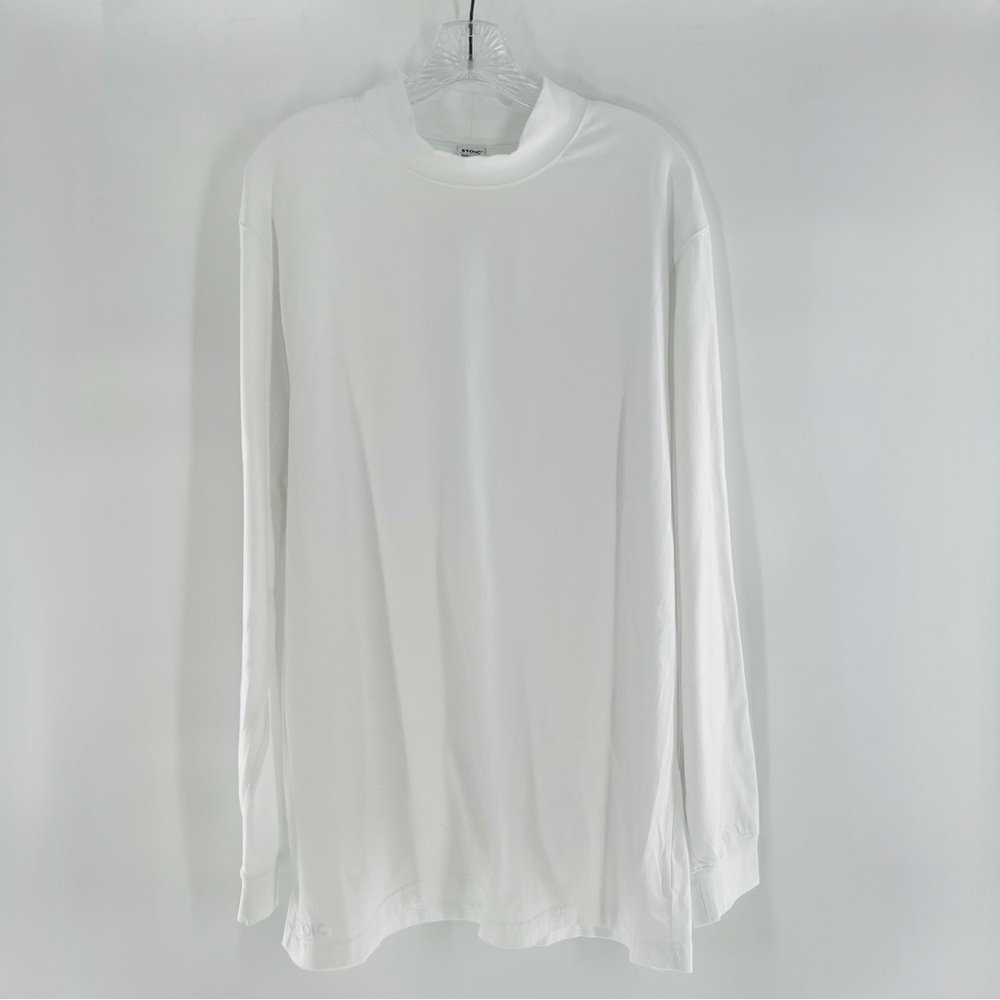 Stoic 100% Cotton Mock Turtleneck Long Sleeve Shirt White Men's Size XL